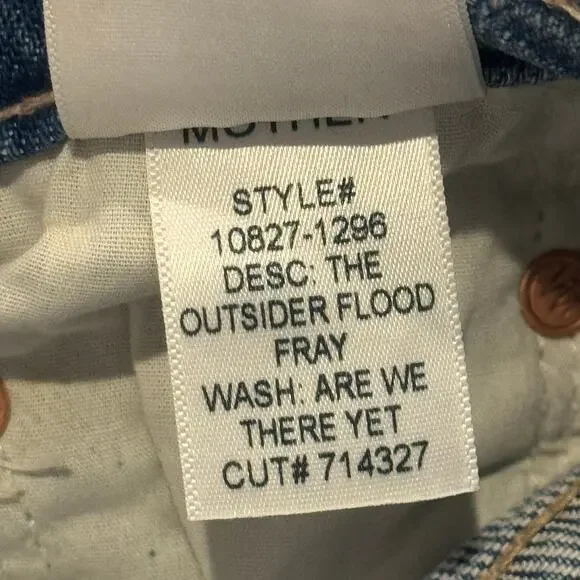 Mother Women's The Outsider Flood Fray Jeans Are We There Yet Blue Size 28 NWT